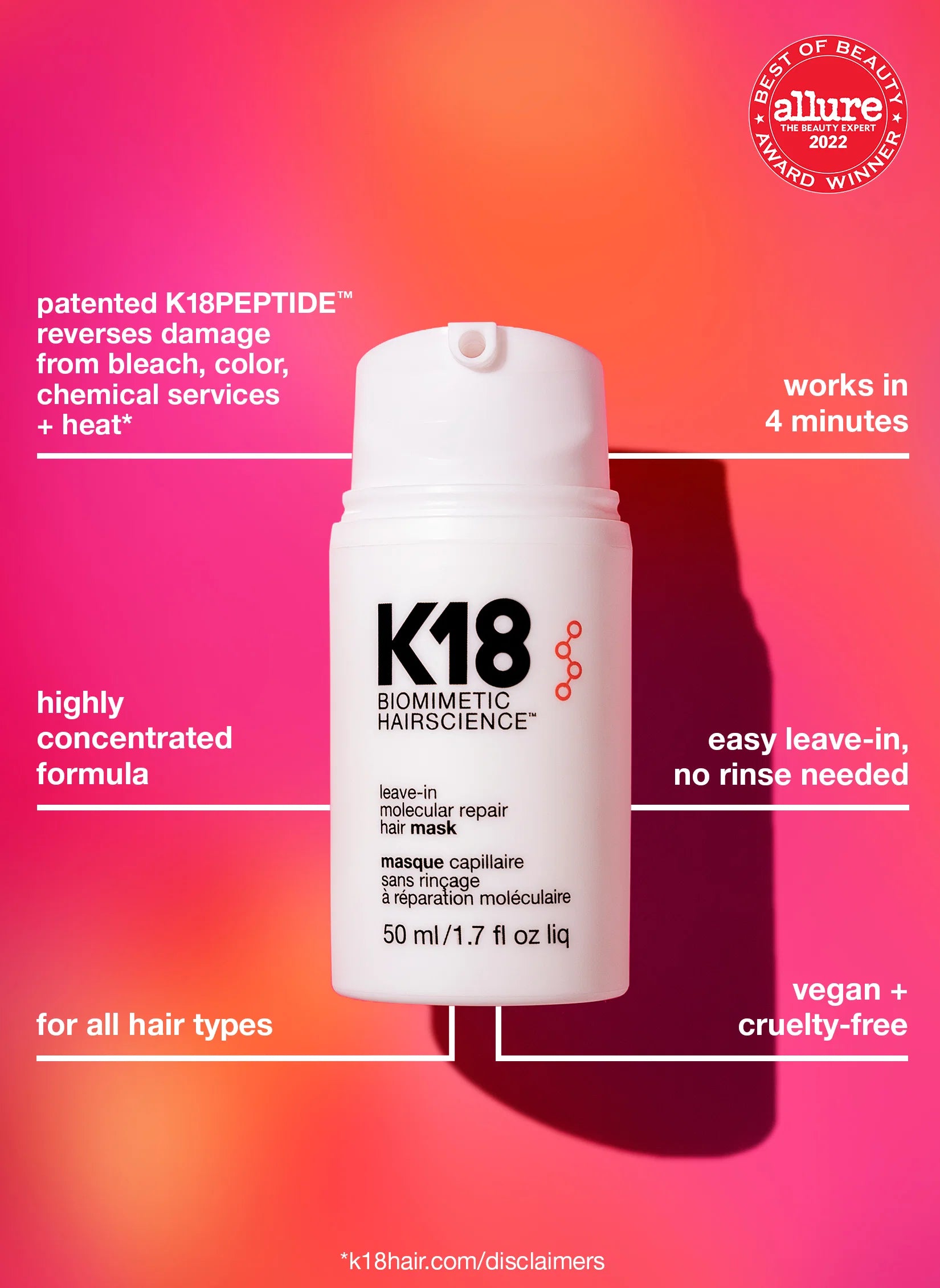 K18 Leave in Molecular repair Hair Mask 50 ml